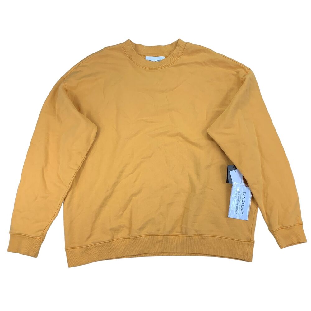 Sanctuary Mens Oversized Crewneck Pullover Sweatshirt Golden Nugget Yellow XL